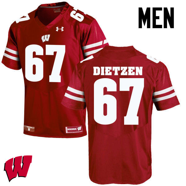 Wisconsin Badgers Men's #67 Jon Dietzen NCAA Under Armour Authentic Red College Stitched Football Jersey EG40X55VN